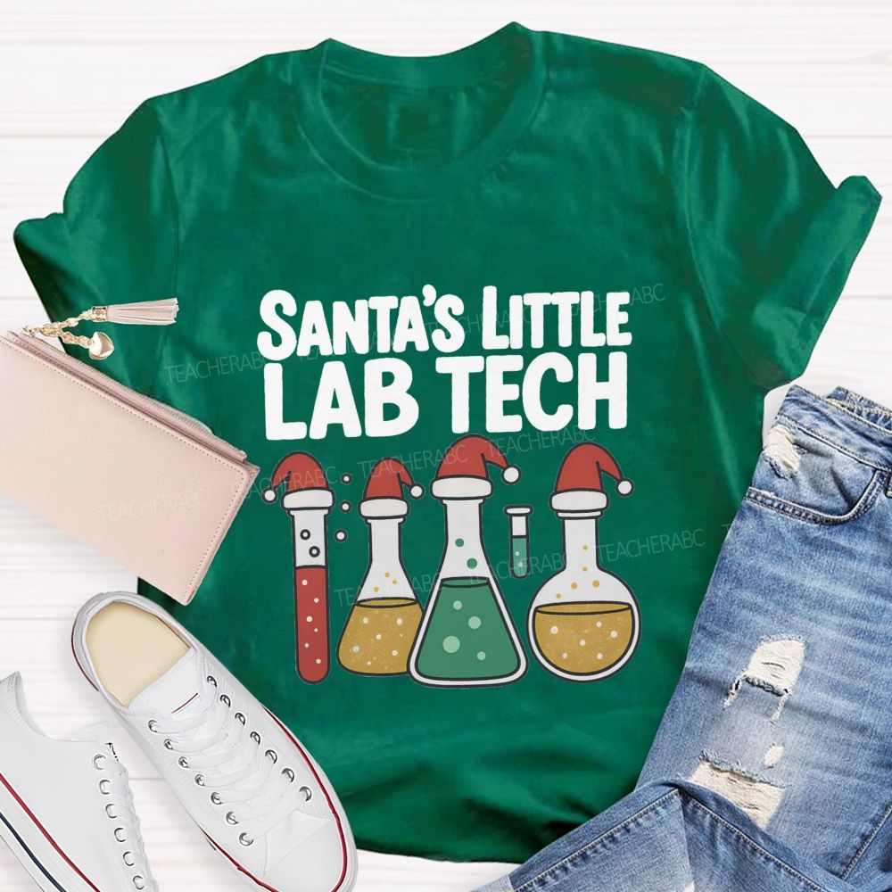 Santa's Little Lab Tech  Teacher T-shirt