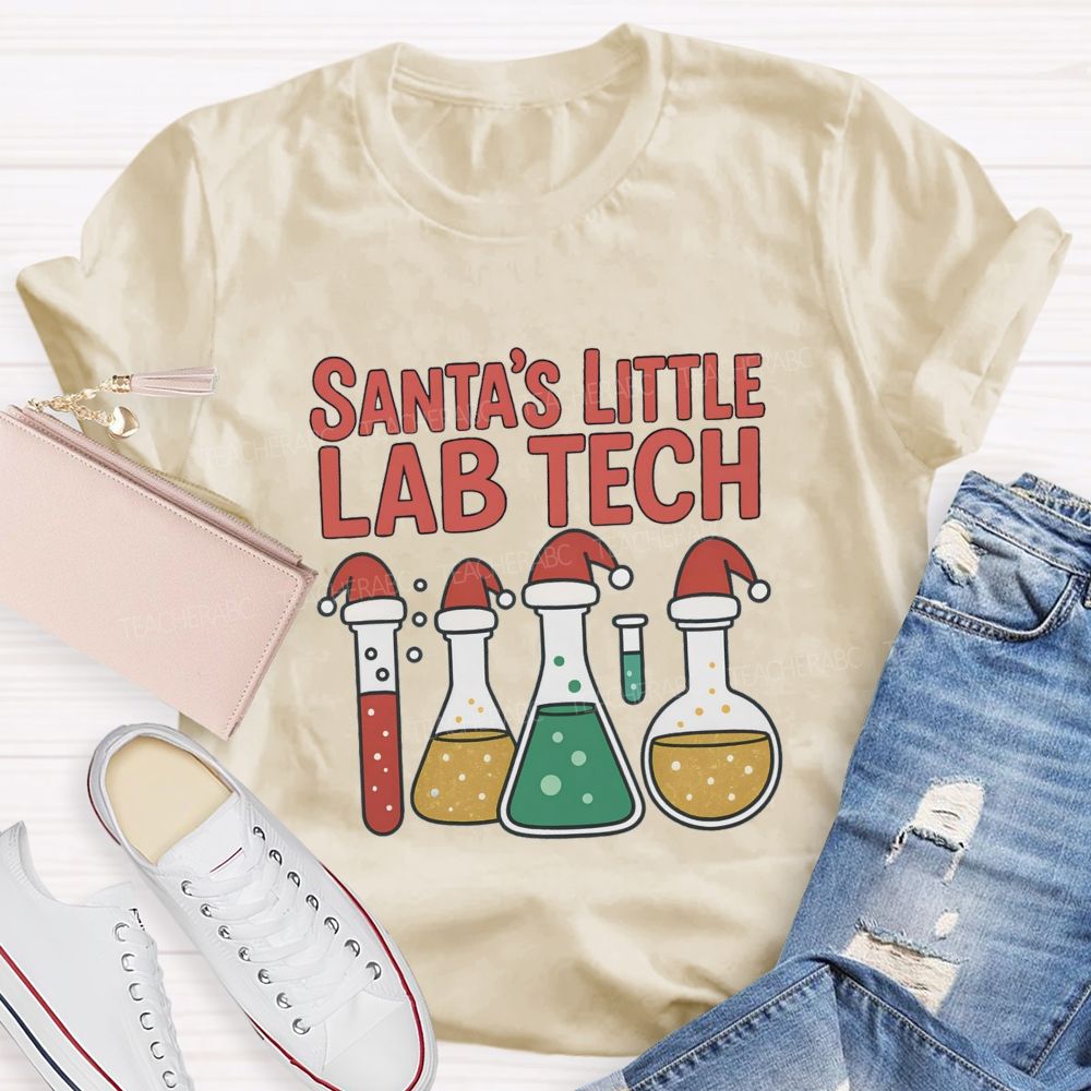 Santa's Little Lab Tech  Teacher T-shirt