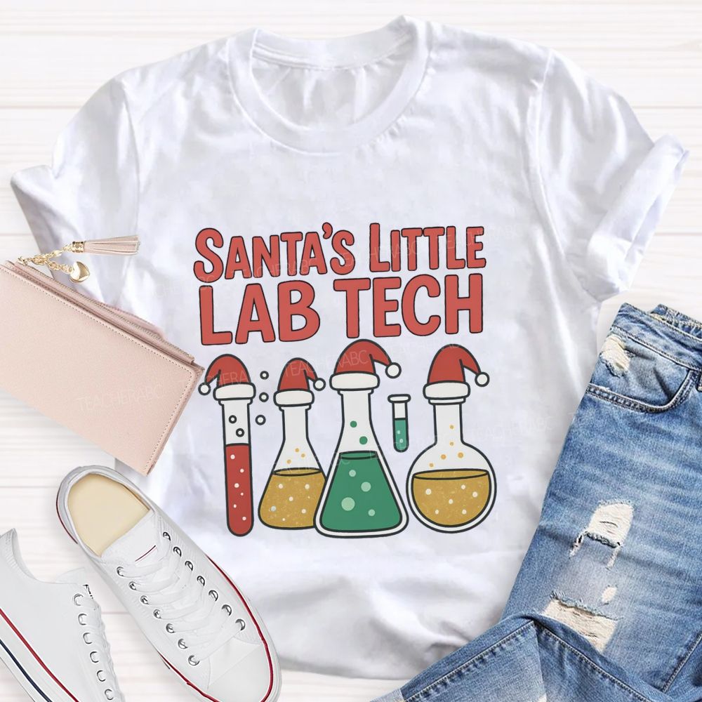 Santa's Little Lab Tech  Teacher T-shirt