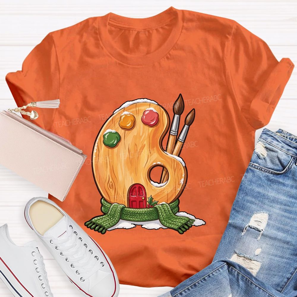 Christmas Art Colorful Brush Teacher T-shirt