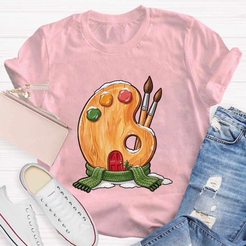 Christmas Art Colorful Brush Teacher T-shirt