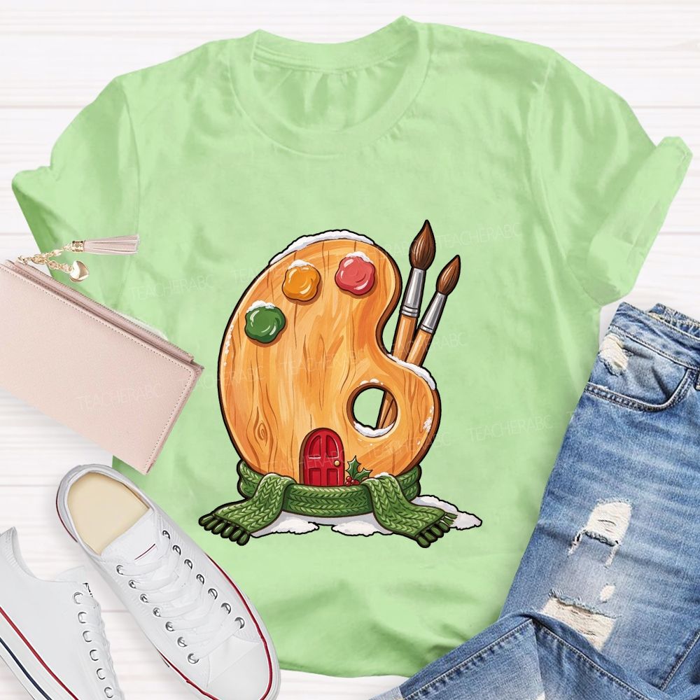 Christmas Art Colorful Brush Teacher T-shirt