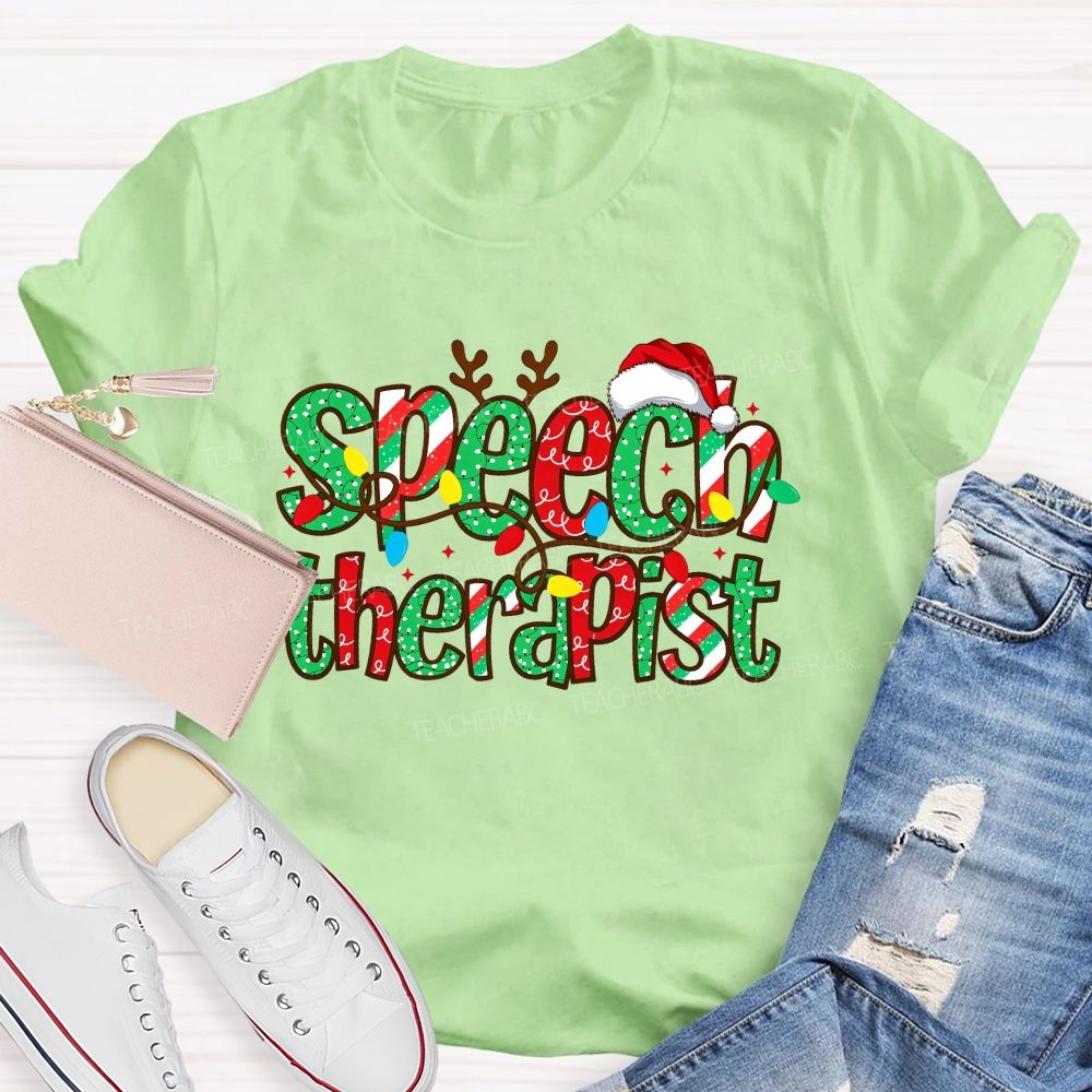 Christmas Speech Therapist Teacher T-shirt