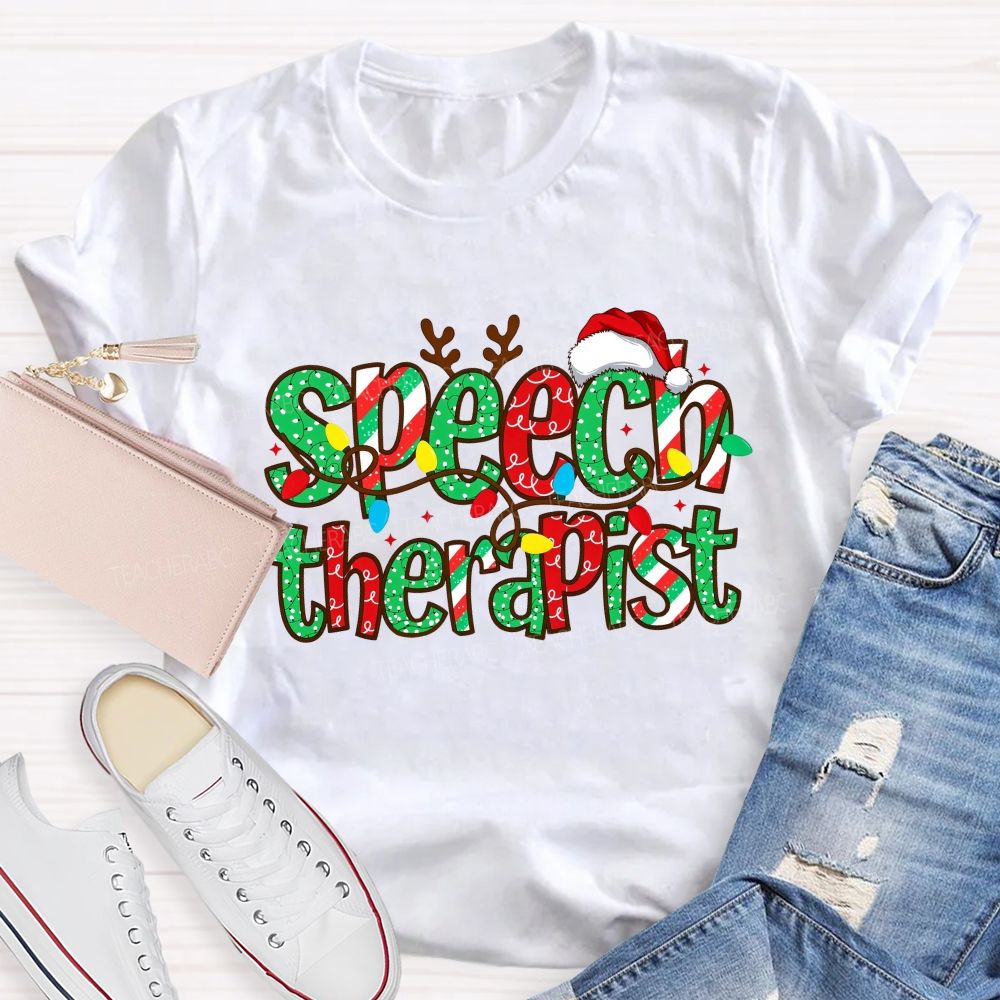 Christmas Speech Therapist Teacher T-shirt