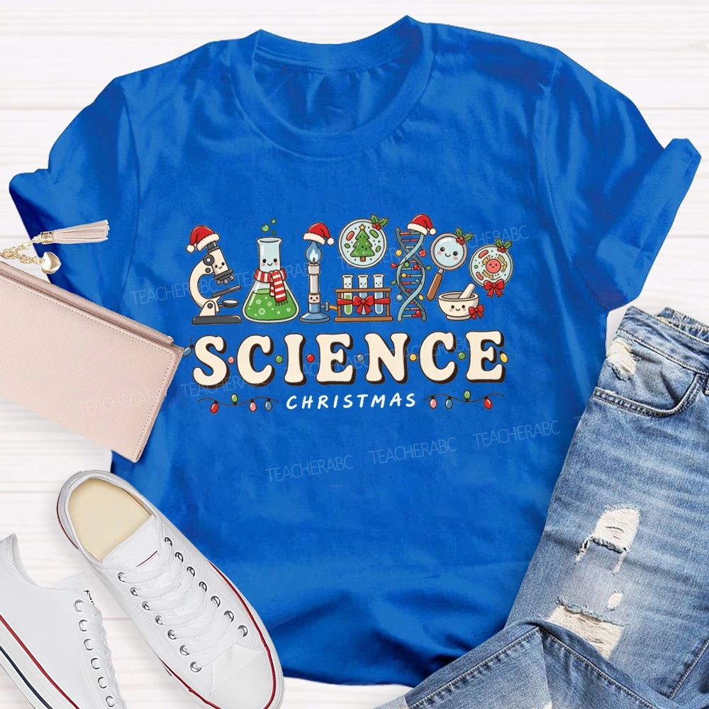 Science Christmas Lab Equipment Teacher T-shirt