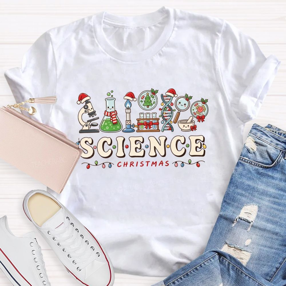 Science Christmas Lab Equipment Teacher T-shirt
