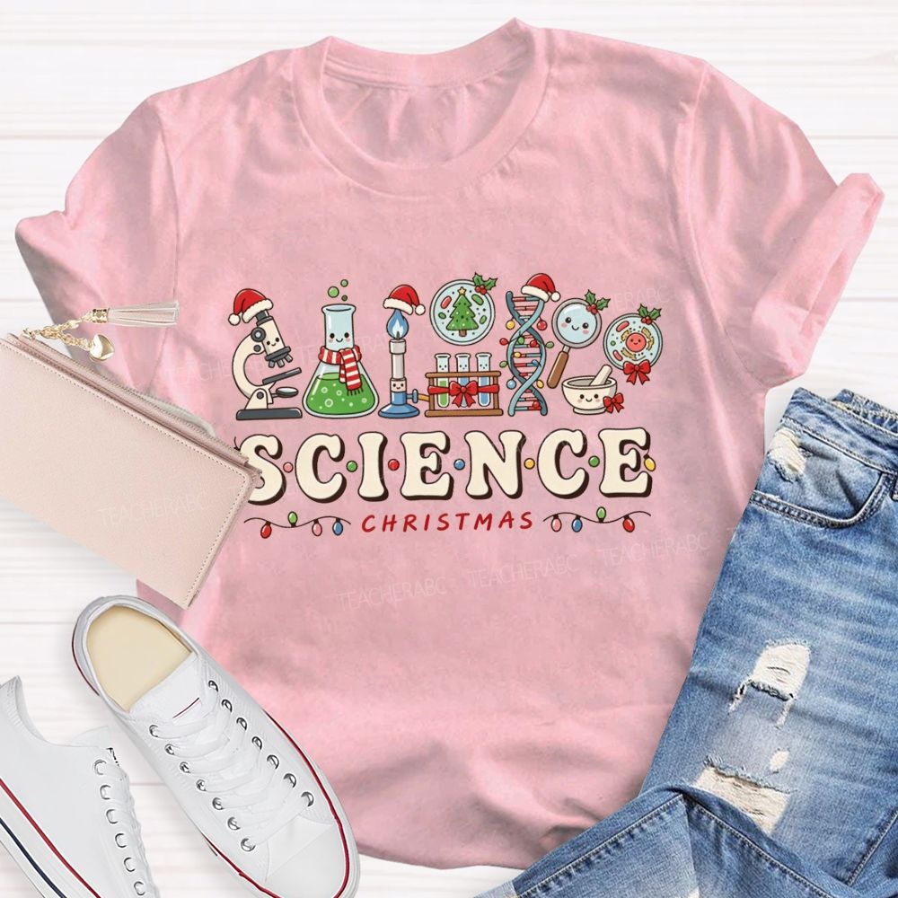 Science Christmas Lab Equipment Teacher T-shirt
