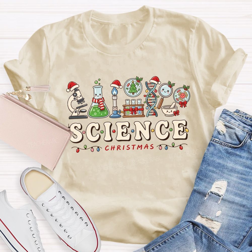 Science Christmas Lab Equipment Teacher T-shirt