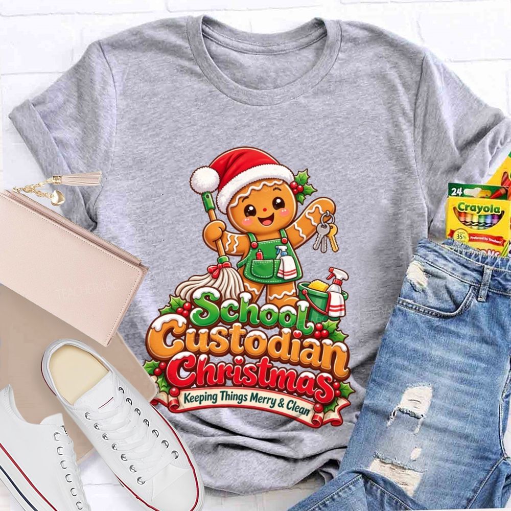 School Custodian Christmas Keeping Things Merry And Clean T-shirt