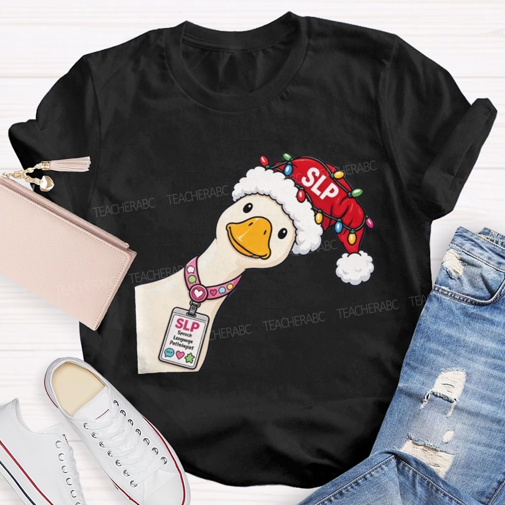 Slp Christmas Duck With Speech Therapist Teacher T-shirt