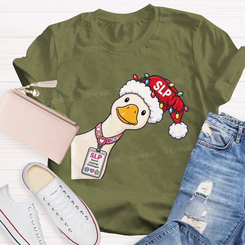 Slp Christmas Duck With Speech Therapist Teacher T-shirt