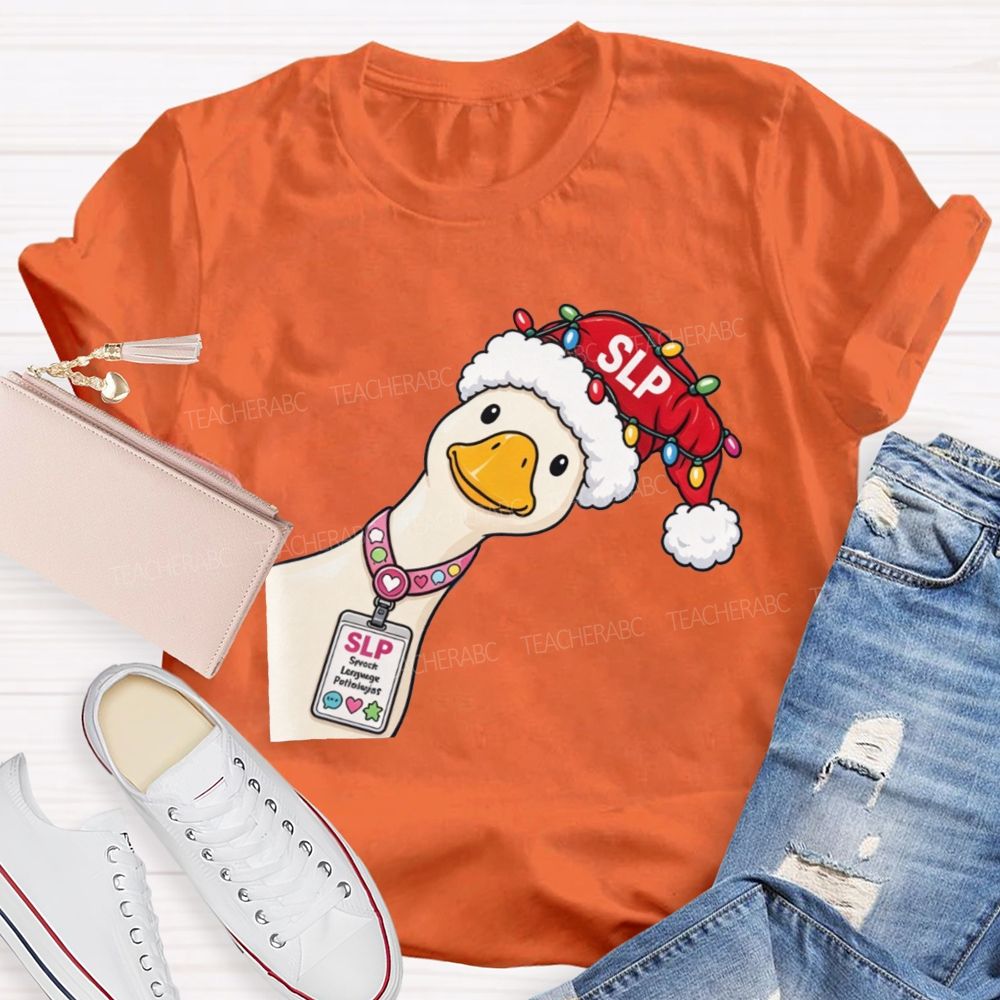 Slp Christmas Duck With Speech Therapist Teacher T-shirt