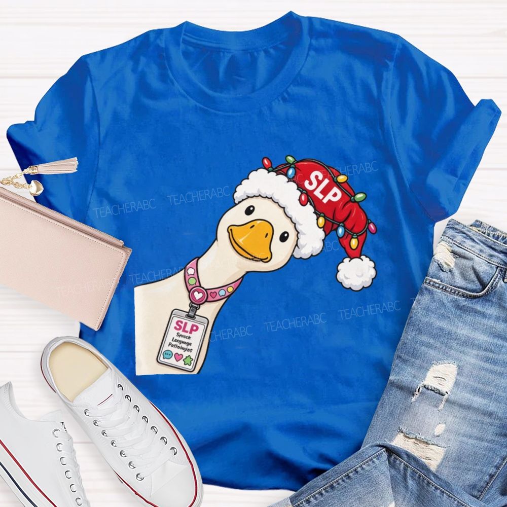Slp Christmas Duck With Speech Therapist Teacher T-shirt