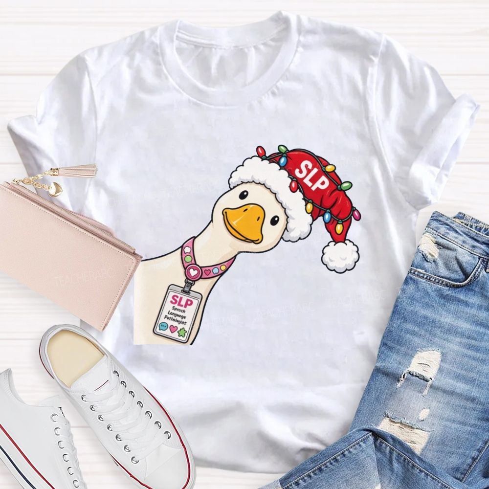 Slp Christmas Duck With Speech Therapist Teacher T-shirt