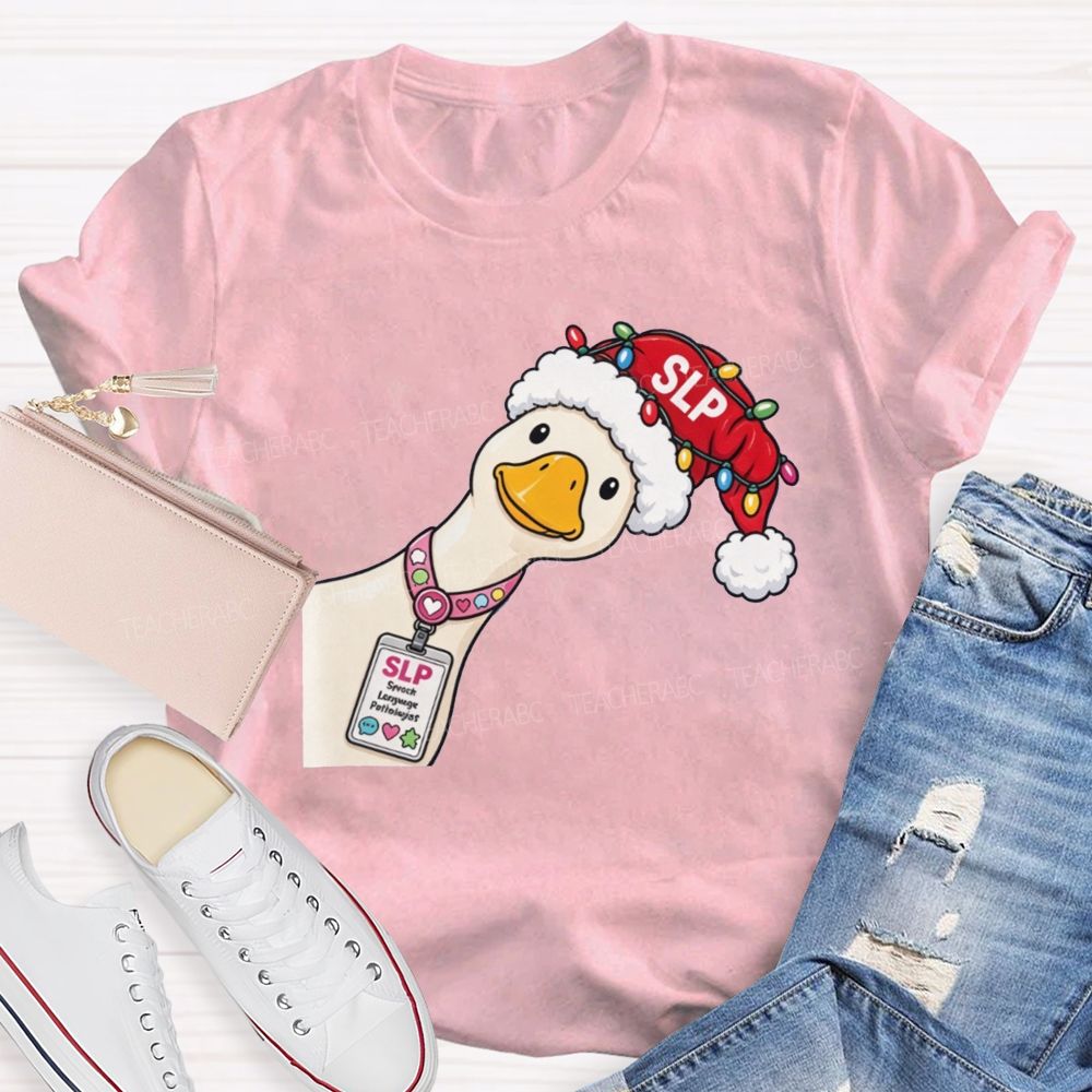 Slp Christmas Duck With Speech Therapist Teacher T-shirt