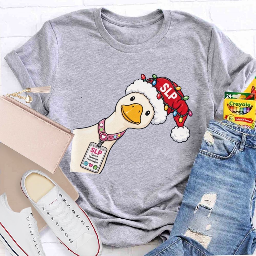 Slp Christmas Duck With Speech Therapist Teacher T-shirt