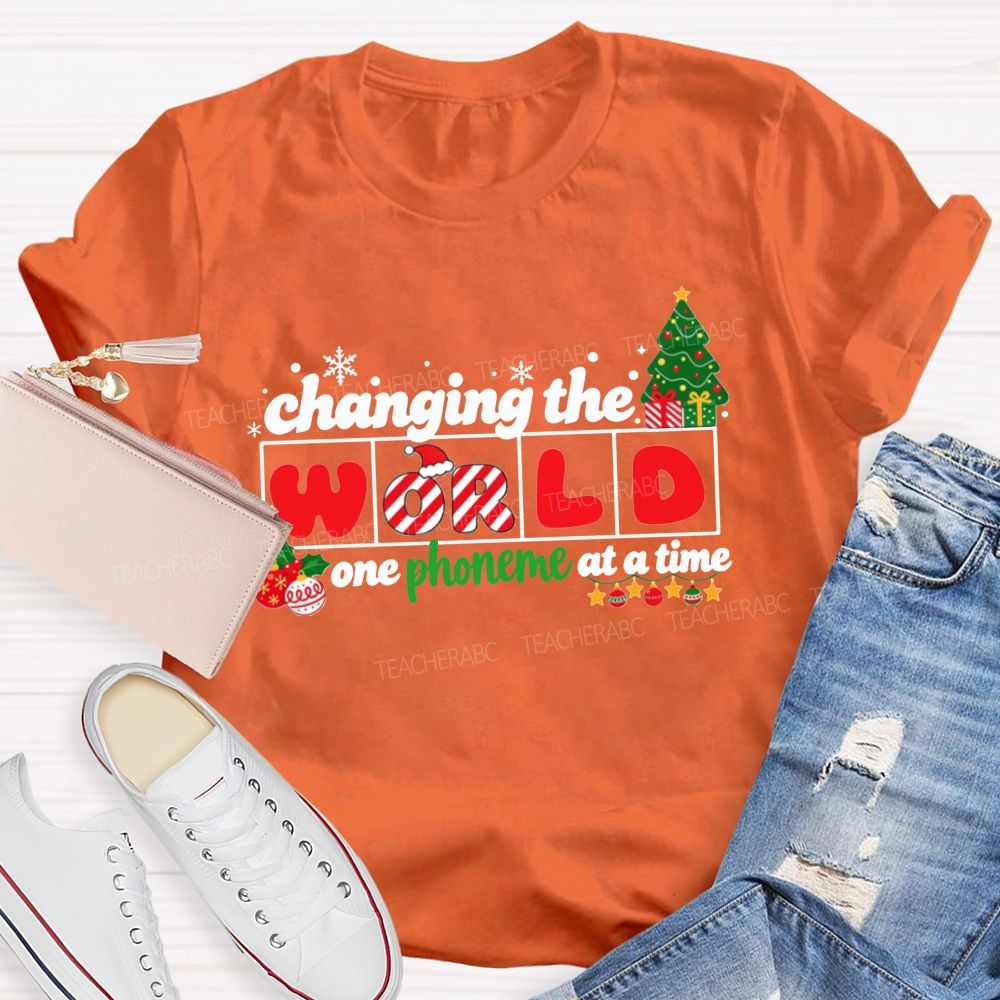 Slp Christmas Changing The World One Phoneme At A Time Teacher T-shirt