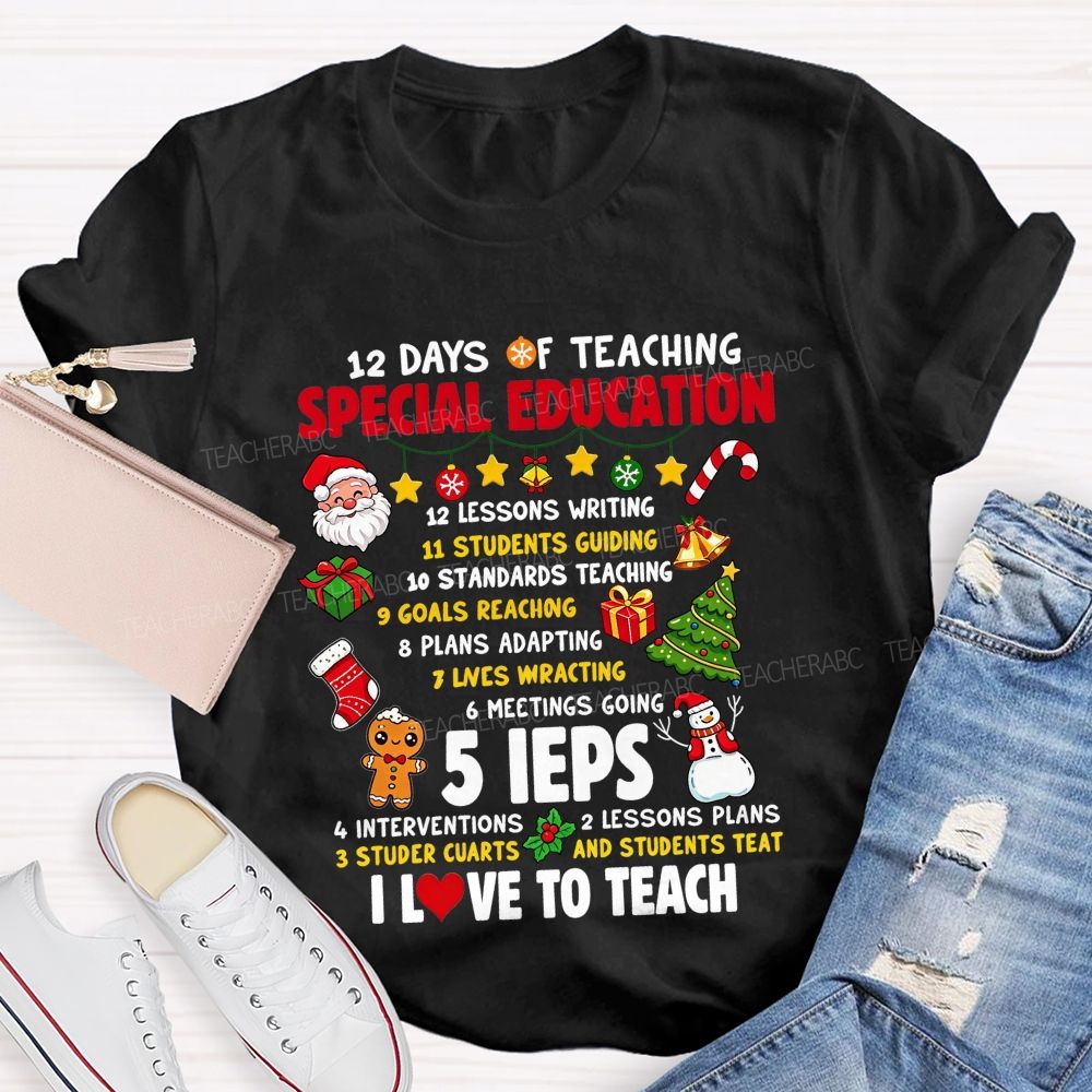 12 Days Of Teaching Special Education Christmas Teacher T-shirt