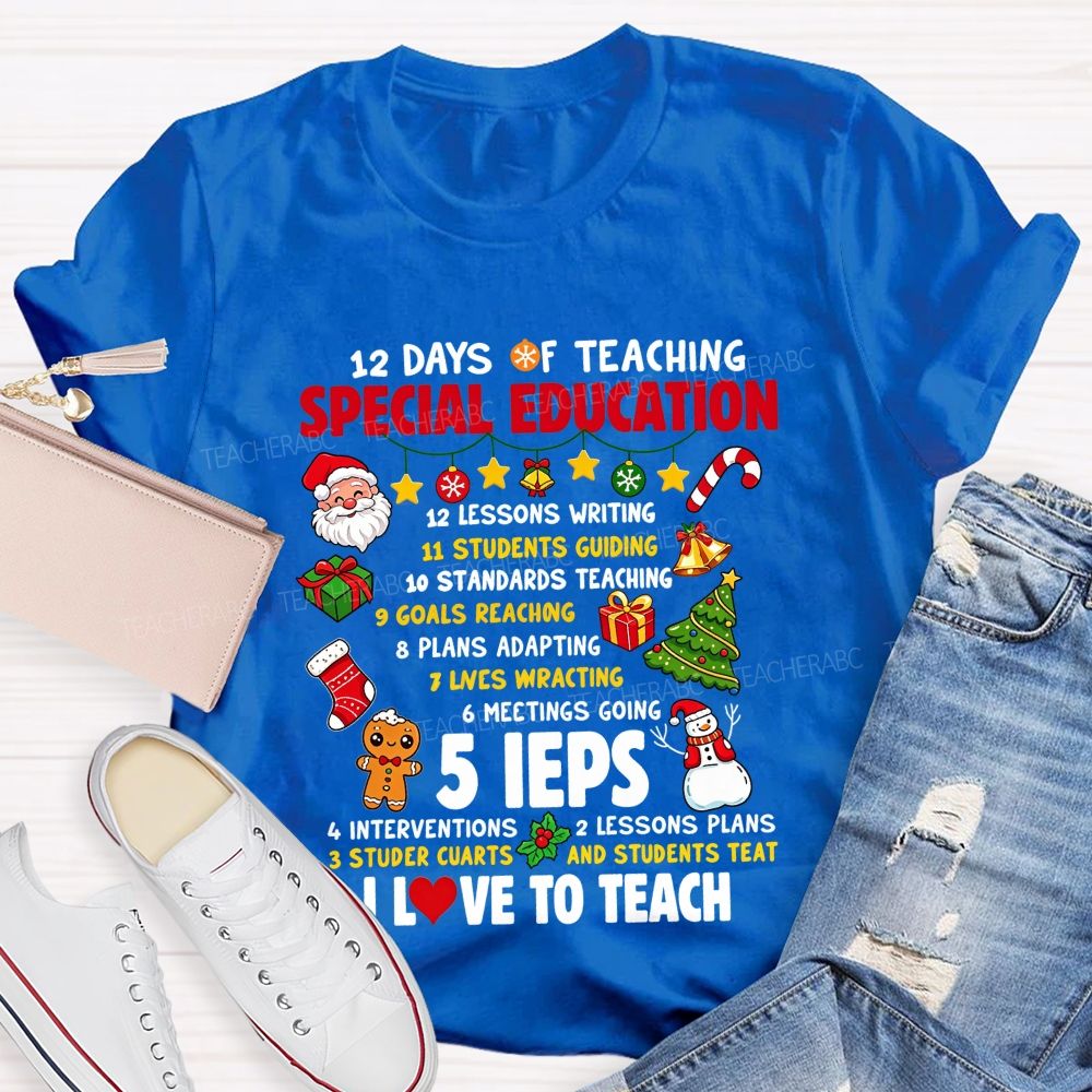 12 Days Of Teaching Special Education Christmas Teacher T-shirt