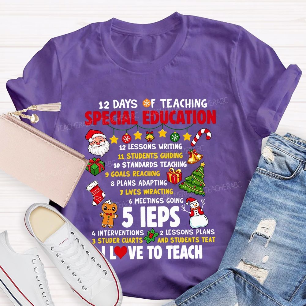 12 Days Of Teaching Special Education Christmas Teacher T-shirt