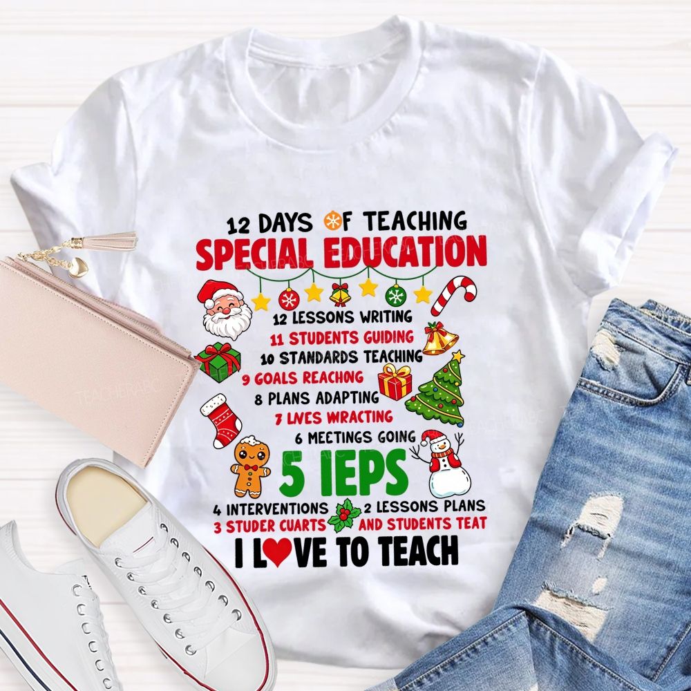 12 Days Of Teaching Special Education Christmas Teacher T-shirt