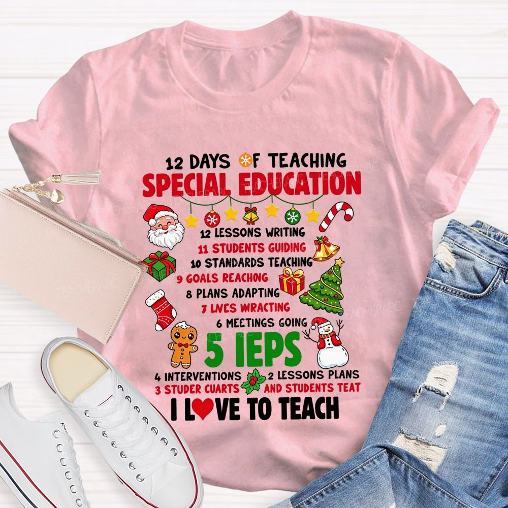 12 Days Of Teaching Special Education Christmas Teacher T-shirt