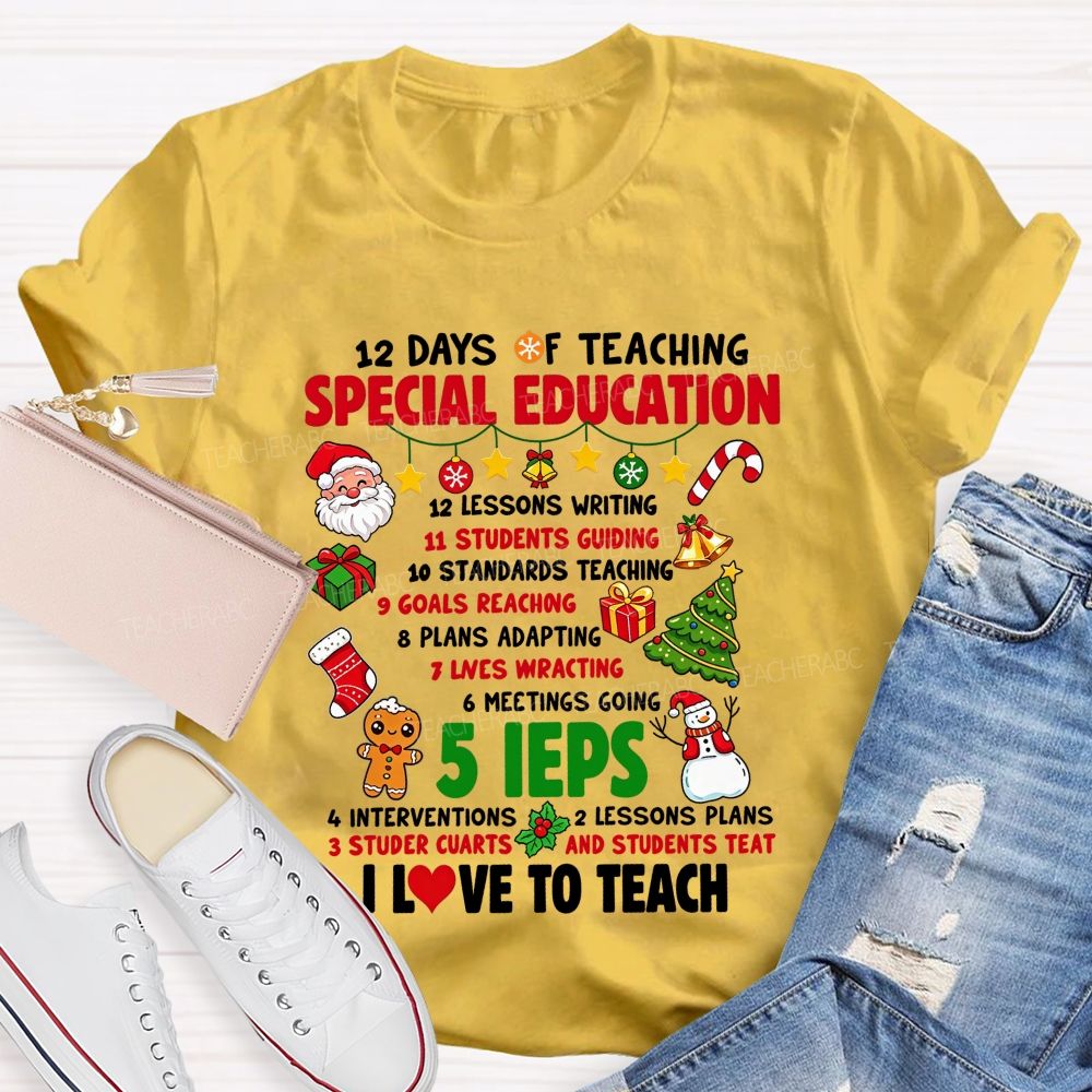 12 Days Of Teaching Special Education Christmas Teacher T-shirt