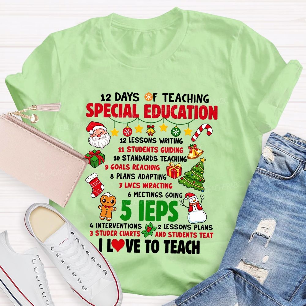 12 Days Of Teaching Special Education Christmas Teacher T-shirt