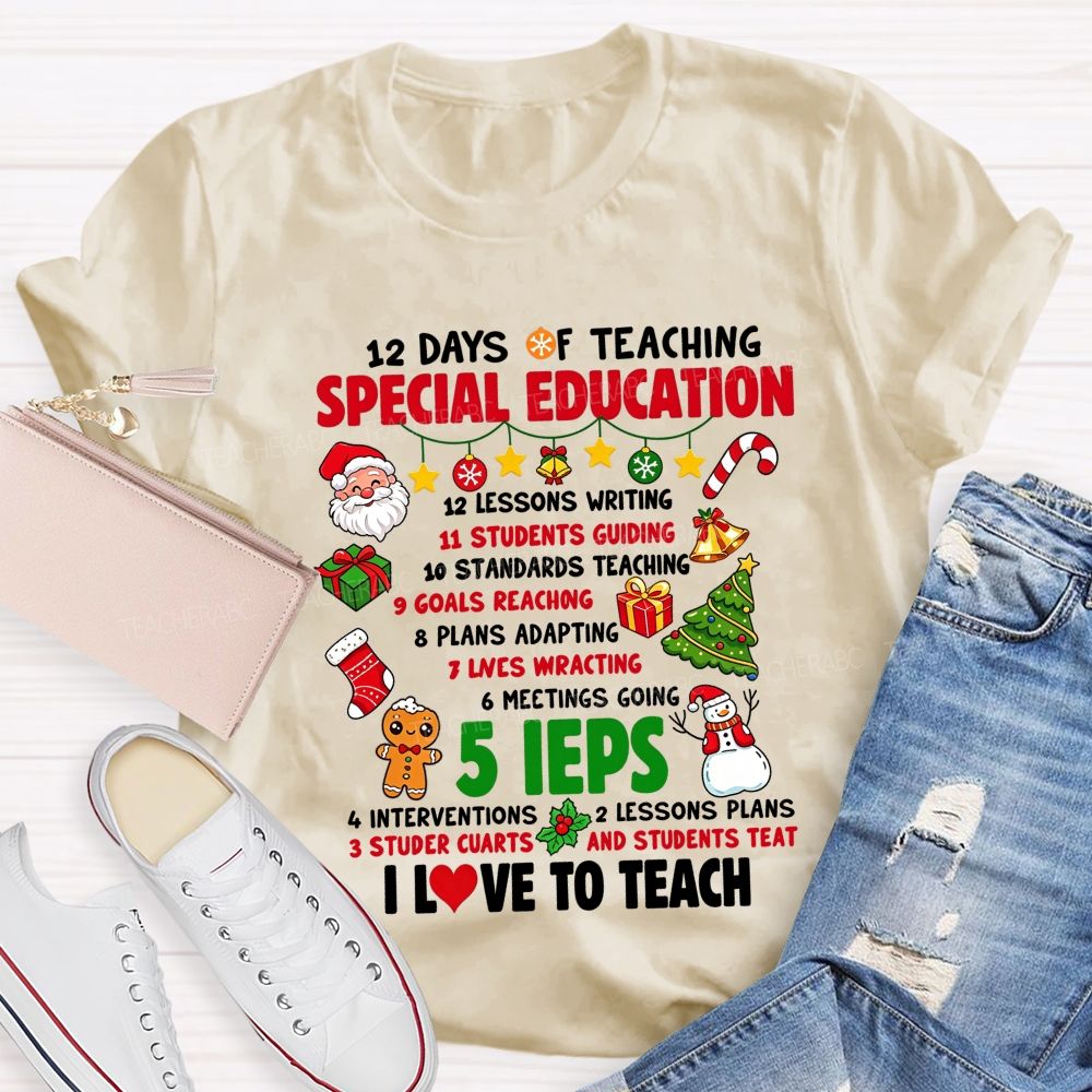 12 Days Of Teaching Special Education Christmas Teacher T-shirt