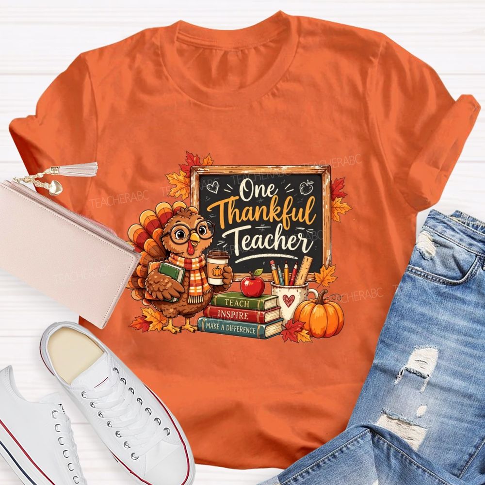 One Thankful Teacher Turkey Teacher Thanksgiving T-shirt