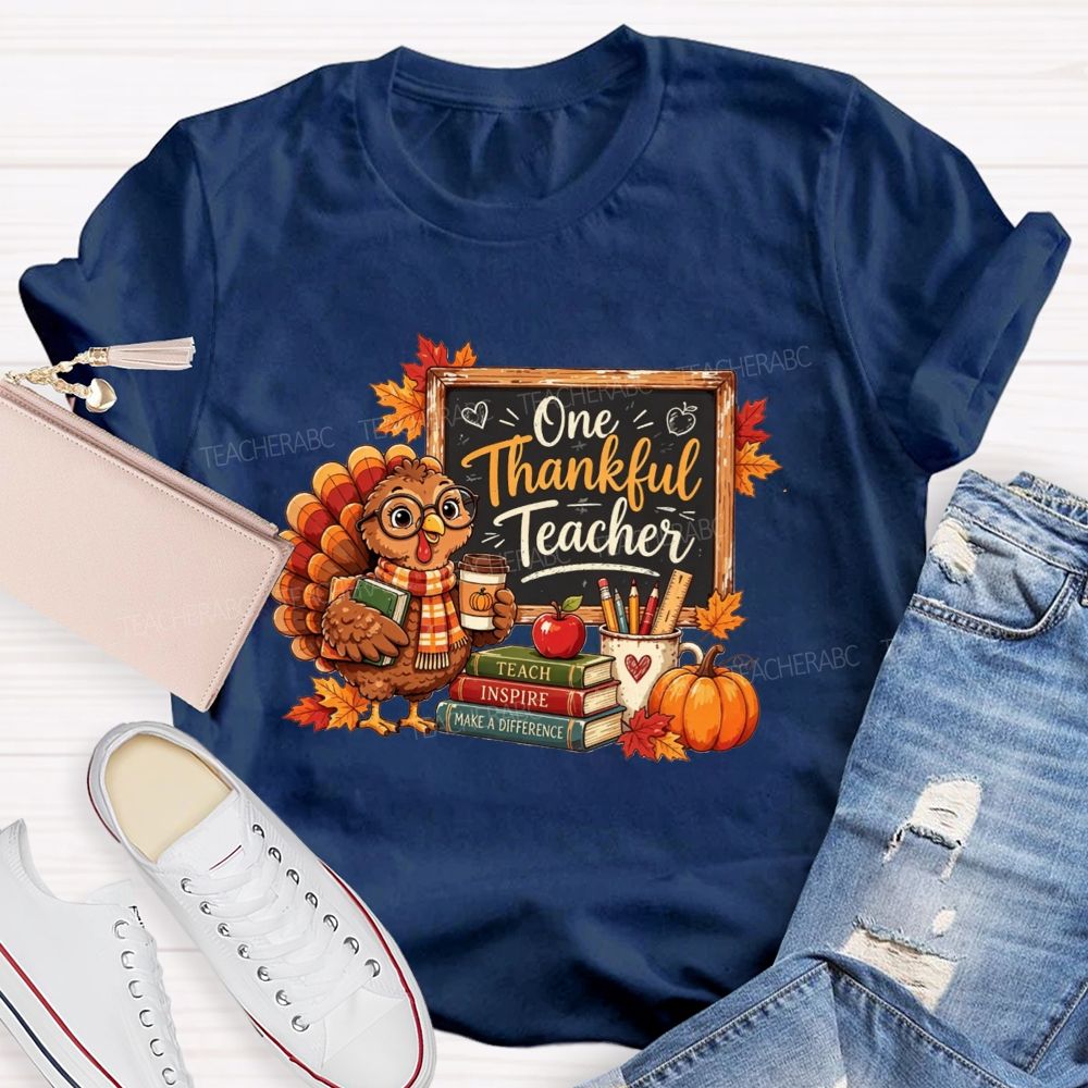 One Thankful Teacher Turkey Teacher Thanksgiving T-shirt