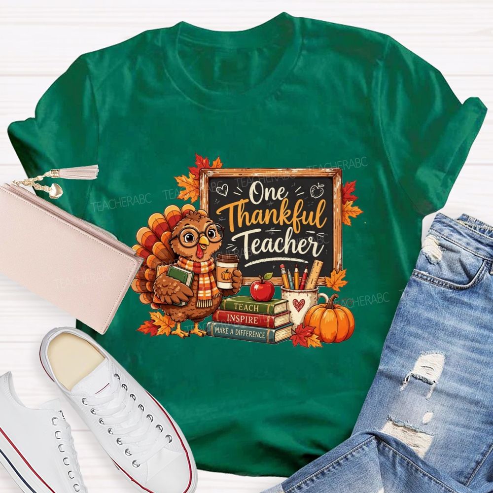 One Thankful Teacher Turkey Teacher Thanksgiving T-shirt