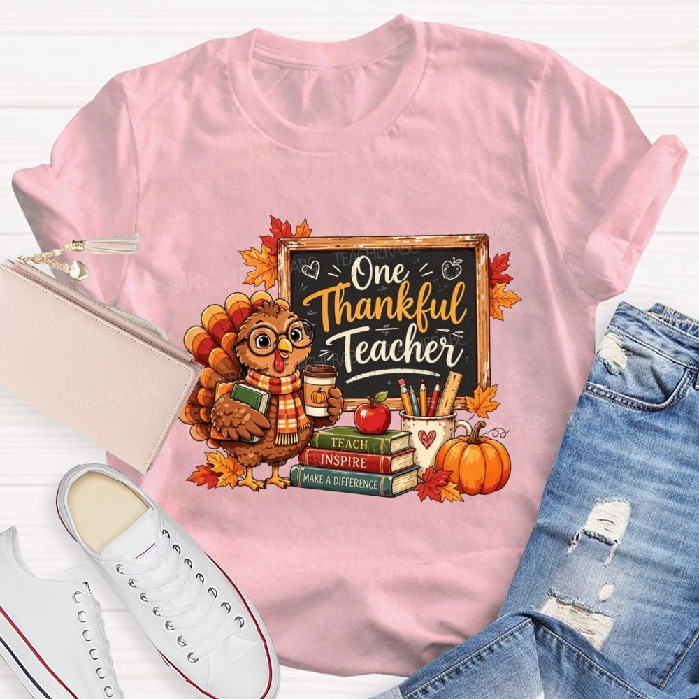 One Thankful Teacher Turkey Teacher Thanksgiving T-shirt