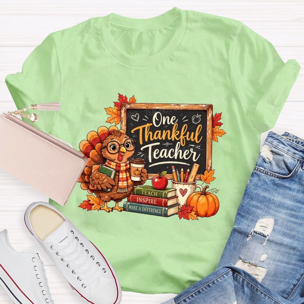 One Thankful Teacher Turkey Teacher Thanksgiving T-shirt