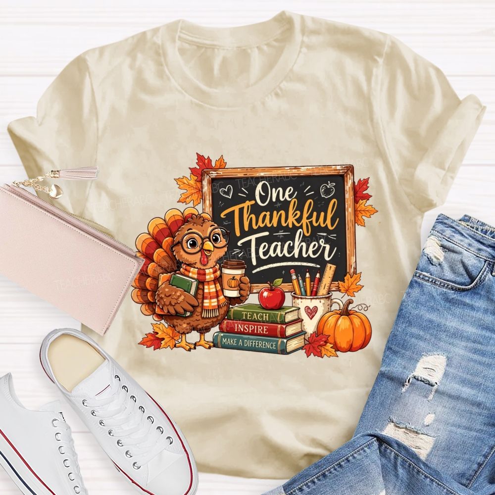 One Thankful Teacher Turkey Teacher Thanksgiving T-shirt