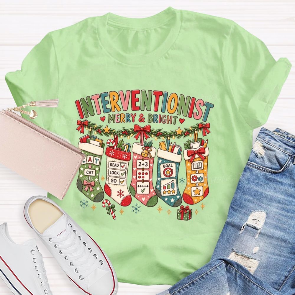 Interventionist Merry And Bright Christmas Stocking Interventionist T-shirt