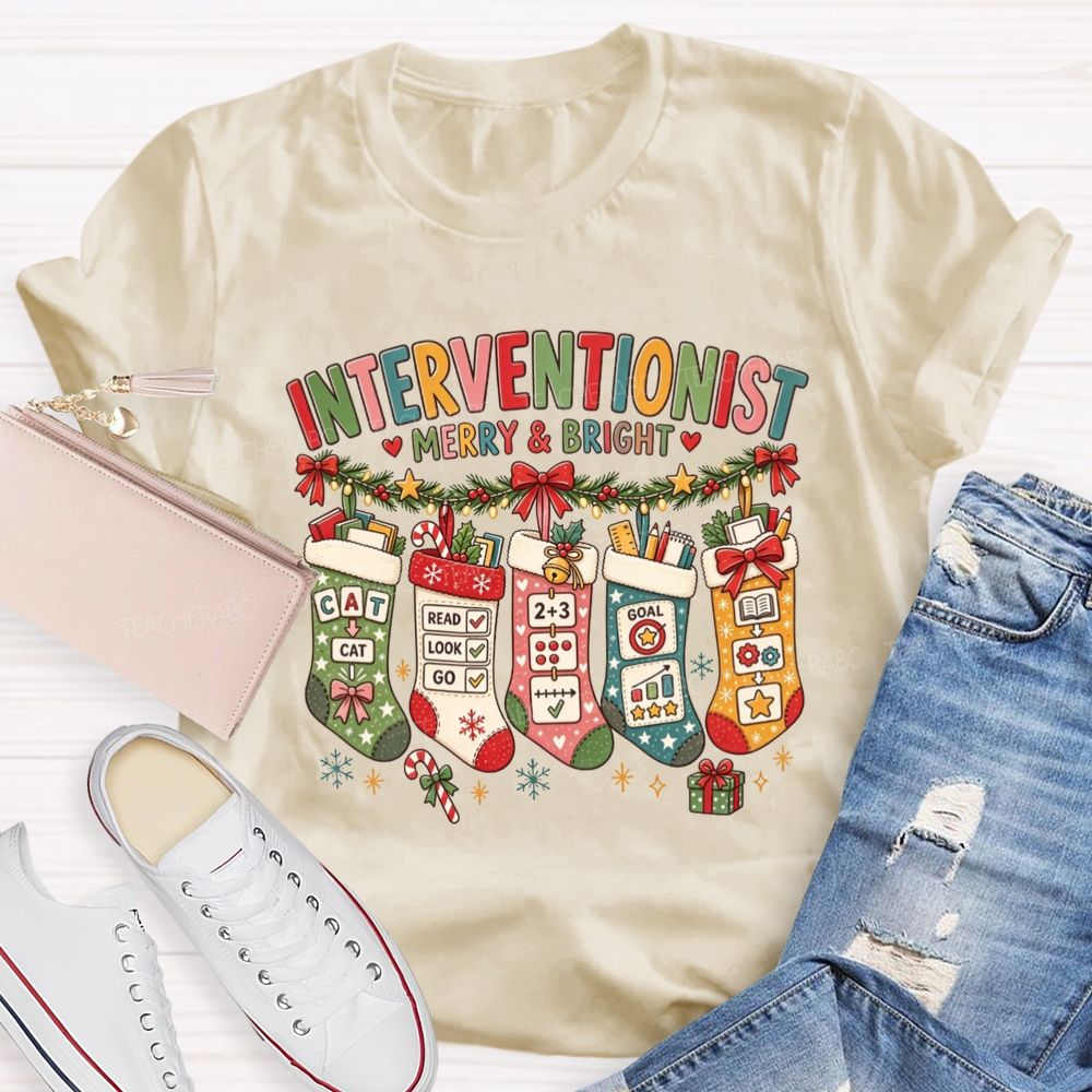 Interventionist Merry And Bright Christmas Stocking Interventionist T-shirt