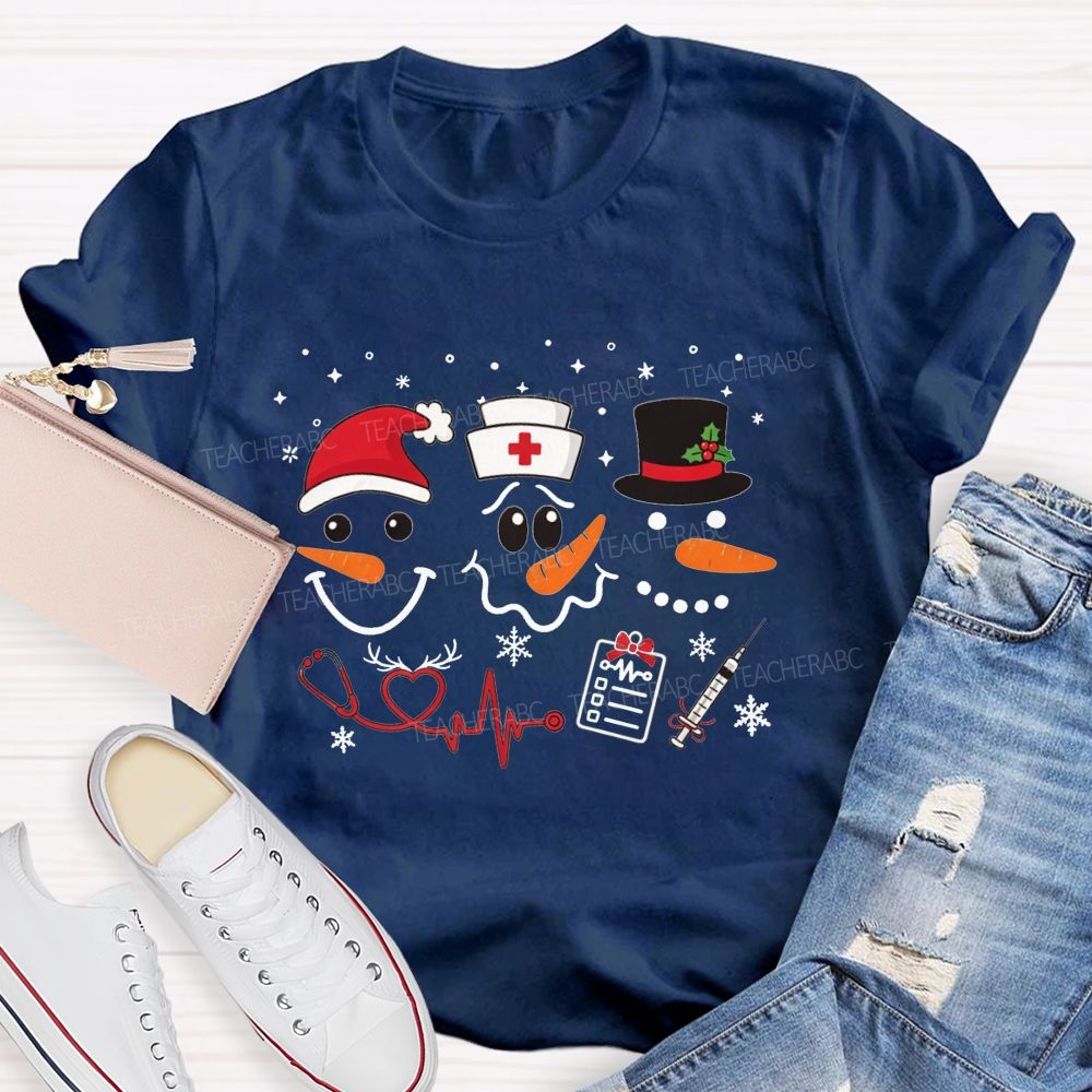 Nurse Christmas Three Snowmen T-shirt