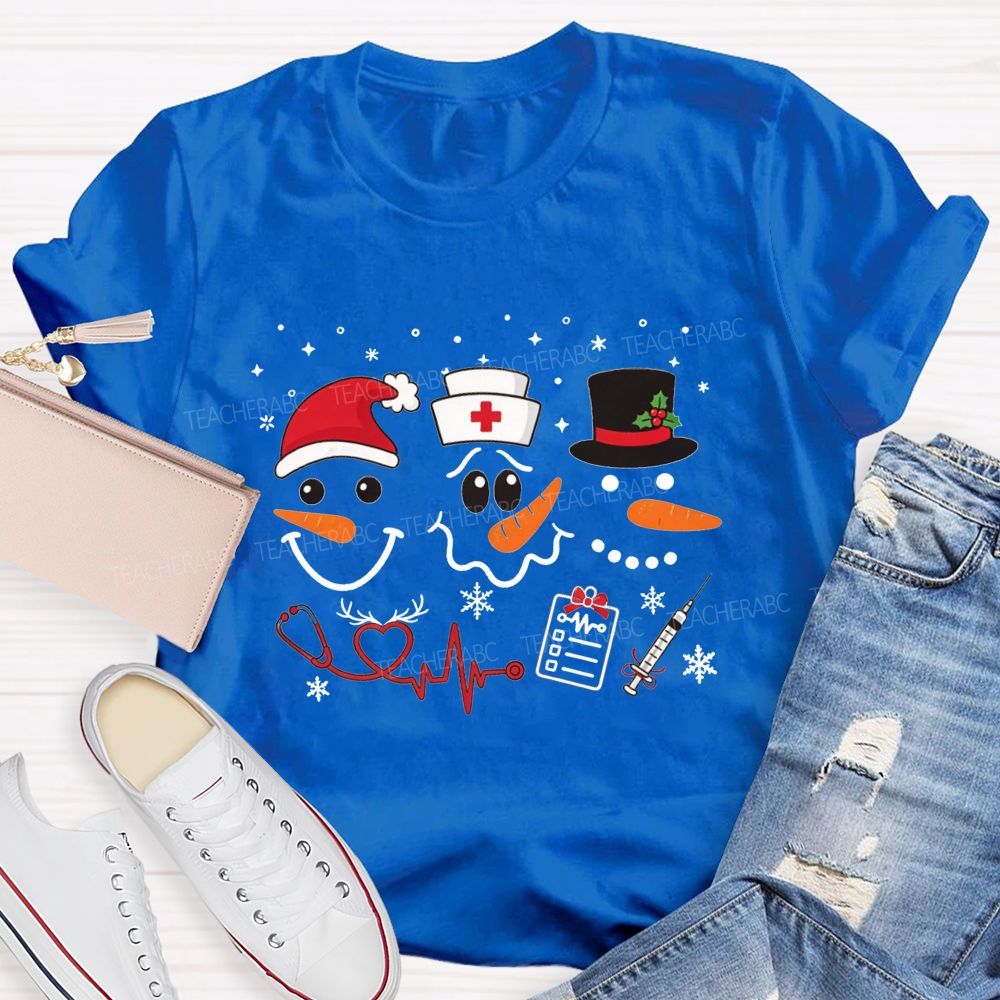 Nurse Christmas Three Snowmen T-shirt