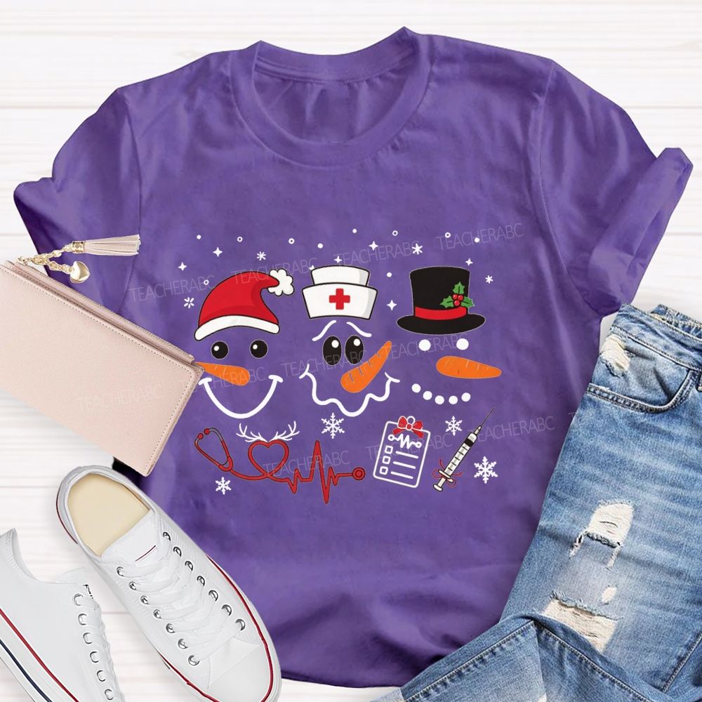 Nurse Christmas Three Snowmen T-shirt