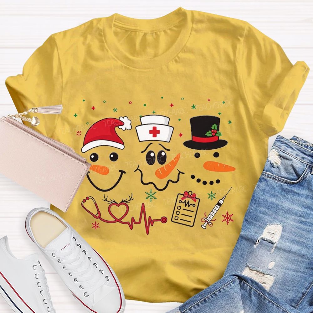 Nurse Christmas Three Snowmen T-shirt