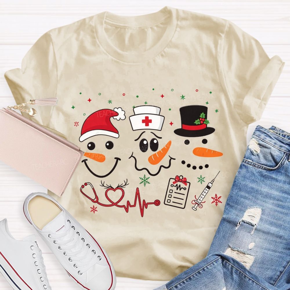 Nurse Christmas Three Snowmen T-shirt