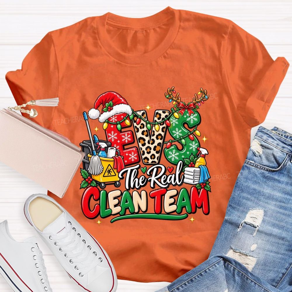 Evs The Real Clean Team Christmas Custodian T-shirt