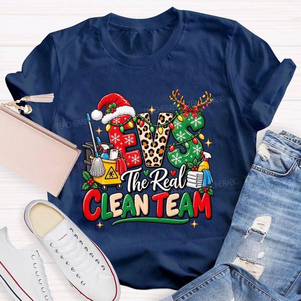 Evs The Real Clean Team Christmas Custodian T-shirt