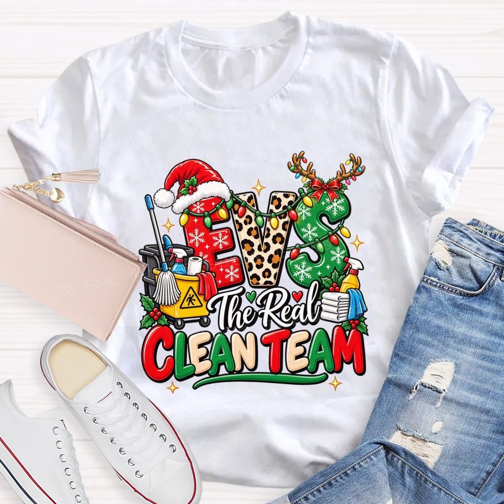 Evs The Real Clean Team Christmas Custodian T-shirt