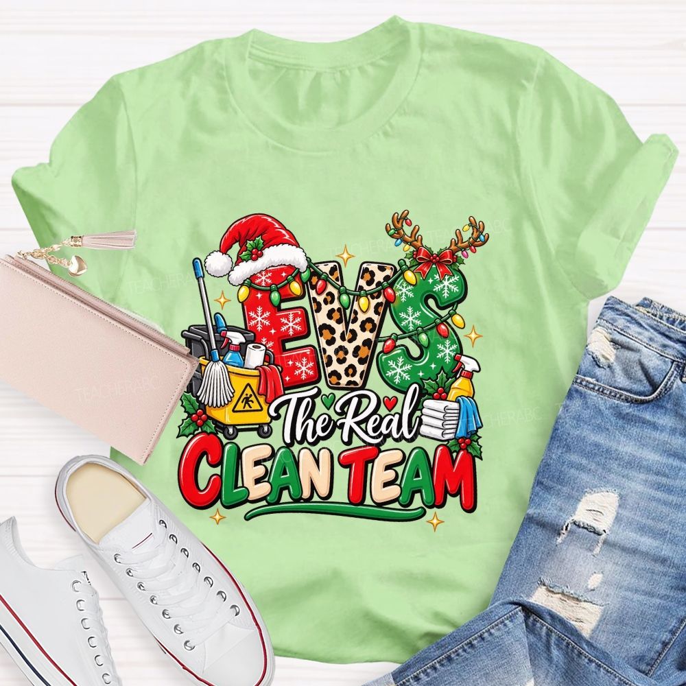 Evs The Real Clean Team Christmas Custodian T-shirt
