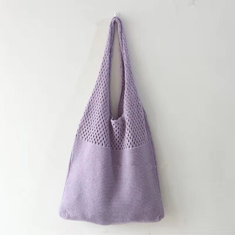Woven Knit Solid-Color Crossbody Handbag