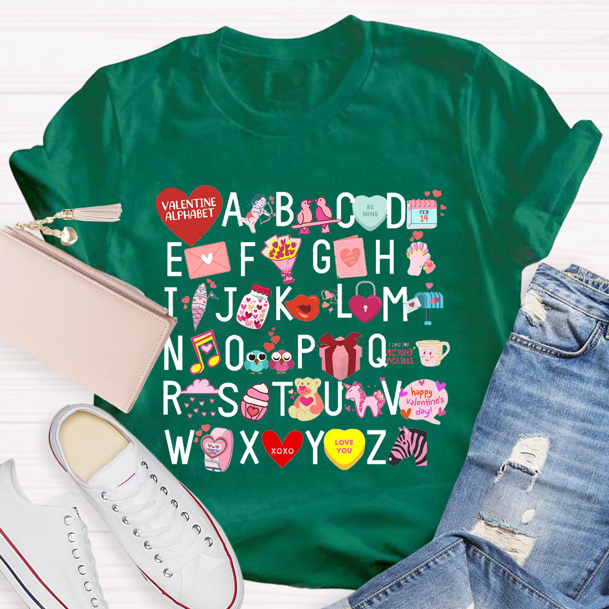 Valentine Alphabet Teacher T-Shirt