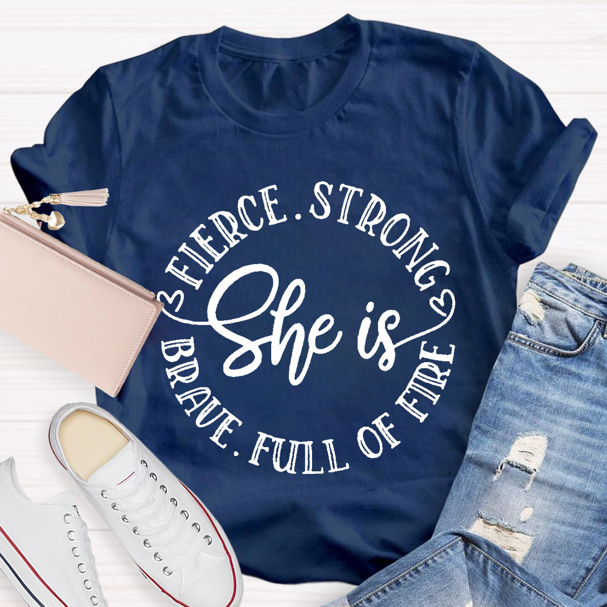 She Is Brave Full Of Fire Fierce Strong T-Shirt