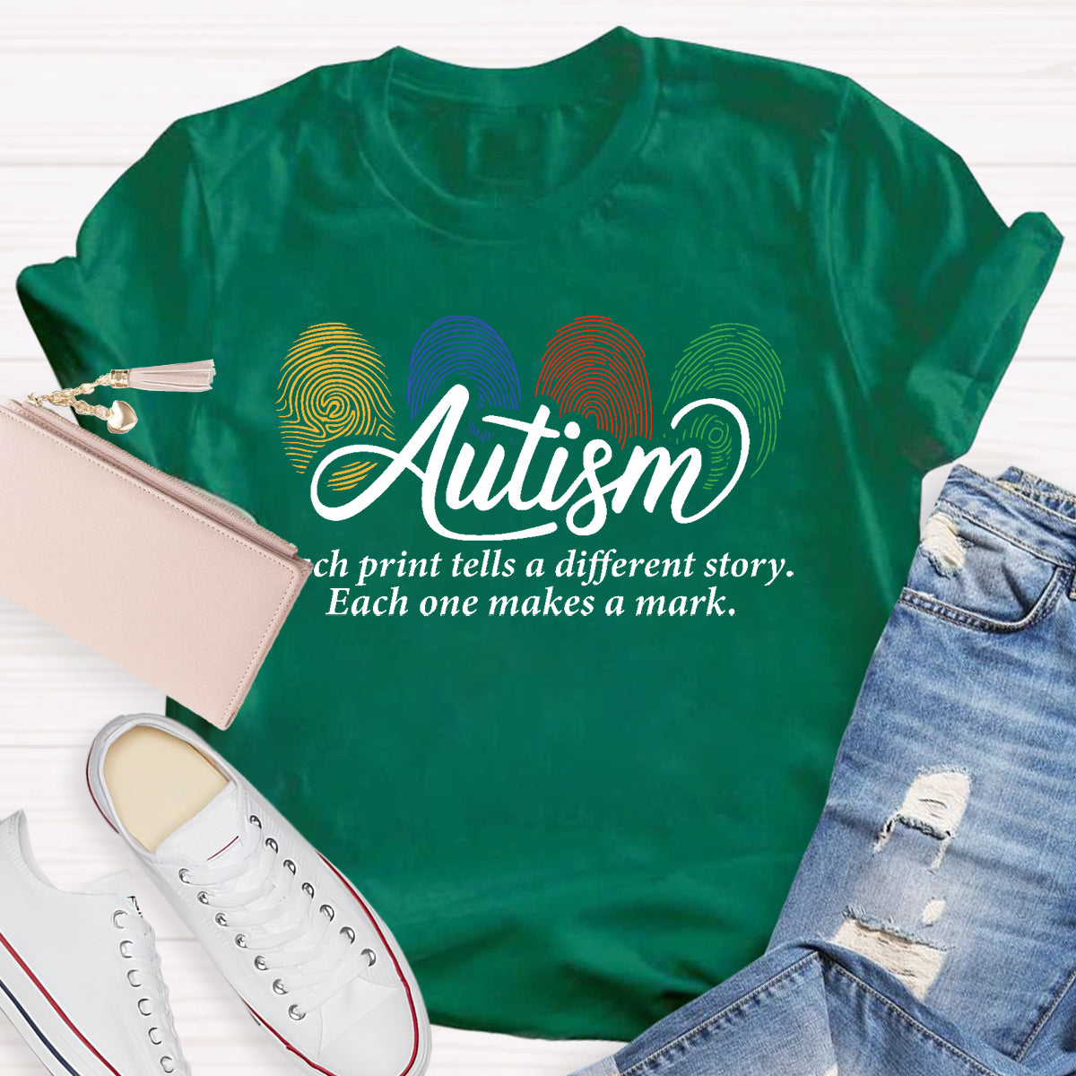 Autism Each One Makes A Mark Teacher T-Shirt